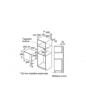 Mikrolaineahi bosch, integreeritav, 20 l, 800 w, must-foto5
