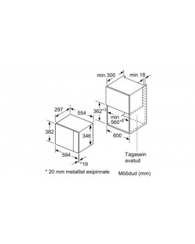 Mikrolaineahi bosch, integreeritav, 20 l, 800 w, valge-foto4