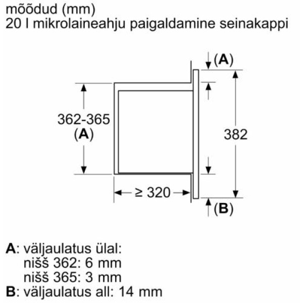 Mikrolaineahi bosch, integreeritav, 20 l, must, 800 w