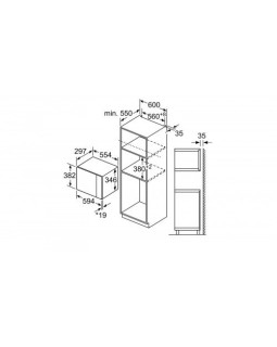 Mikrolaineahi bosch, integreeritav, 20 l, 800 w, must-foto2