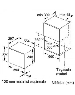 Mikrolaineahi bosch, integreeritav, 20 l, 800 w, valge-foto2