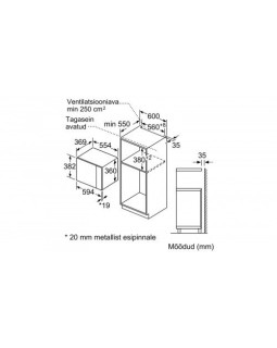 Mikrolaineahi bosch, integreeritav, 25 l, 900 w, must-foto6