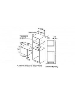 Mikrolaineahi bosch, integreeritav, 25 l, 900 w, must-foto7
