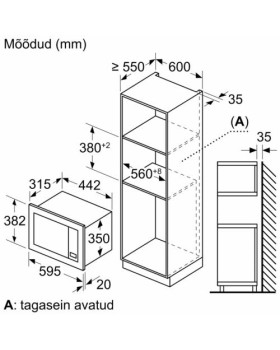 Mikrolaineahi bosch, integreeritav, 20 l, 800 w, valge-foto2