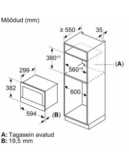 Mikrolaineahi bosch, integreeritav, 21 l, 900 w, must-foto4