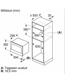 Mikrolaineahi bosch, integreeritav, 21 l, 900 w, valge-foto4