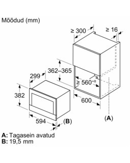 Mikrolaineahi bosch, integreeritav, 21 l, 900 w, must-foto5