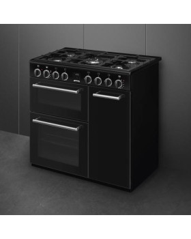 Gaasipliit smeg classic, 5 x gaas, 3 x elektriahi, aurupuhastus, 90 cm, must-foto2