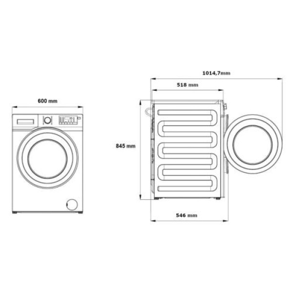 Pesumasin beko, eestlaetav, 9 kg, 1400 p/min, inverter