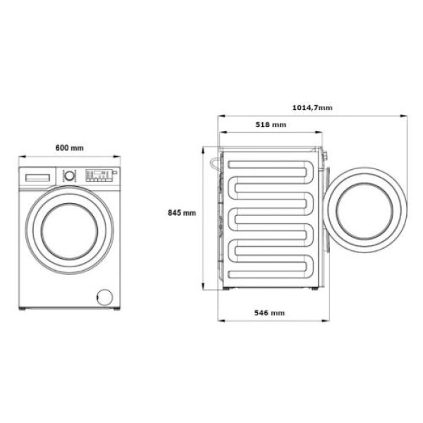 Pesumasin beko, eestlaetav, 8 kg, 1400 p/min, inverter, must