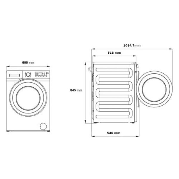 Pesumasin beko, eestlaetav, 9 kg, 1400 p/min, inverter