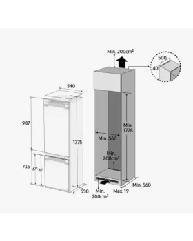 Külmik samsung, 177 cm, 193/74 l, 35 db, integreeritav, nofrost, elektrooniline juhtimine, valge-foto7