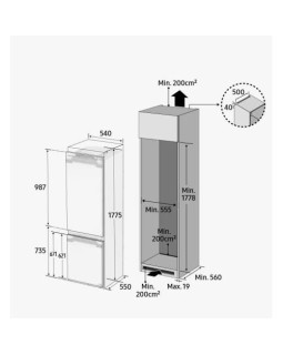 Külmik samsung, 177 cm, 193/74 l, 35 db, integreeritav, nofrost, elektrooniline juhtimine, valge-foto3