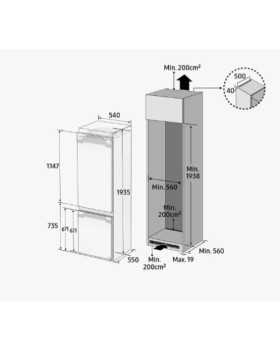Külmik samsung, 194 cm, 224/74 l, 35 db, integreeritav, nofrost, elektrooniline juhtimine, valge-foto7