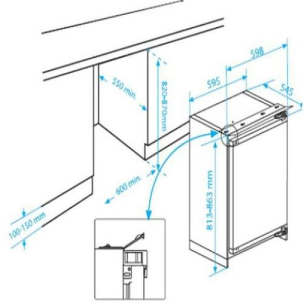 Külmik beko, integreeritav, 82 cm, 92/15 l, 37 db, mehaaniline juhtimine, valge