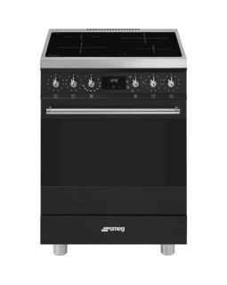 Elektripliit smeg, 4x induktsioon, elektriahi, aurupuhastus, 60cm, matt must