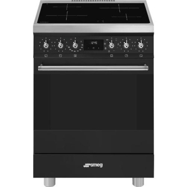 Elektripliit smeg, 4x induktsioon, elektriahi, aurupuhastus, 60cm, matt must