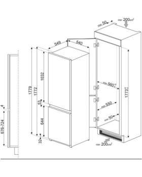 Külmik smeg, integreeritav, 177 cm, 193/61 l, nofrost, 35 db, puutetundlik juhtimine-foto2