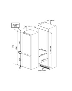 Külmik smeg, integreeritav, 178 cm, 185/69 l, 38 db, puutetundlik juhtimine, total nofrost, valge-foto2