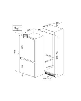 Külmik smeg, integreeritav, 178 cm, 185/69 l, 38 db, puutetundlik juhtimine, total nofrost, valge-foto2