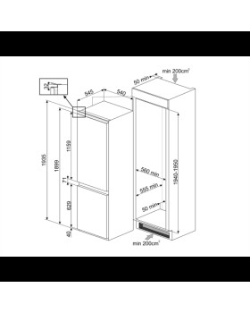 Külmik smeg, integreeritav, nofrost, 194 cm, 215/69 l 37 db, puutetundlik, valge-foto2