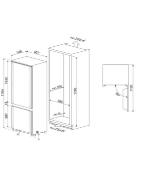 Külmik smeg, integreeritav, 178 cm, 182/62 l, 35 db, puutetundlik, total nofrost, valge-foto6