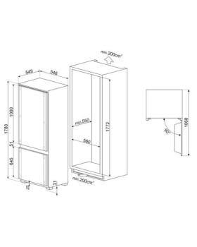 Külmik smeg, integreeritav, 178 cm, 186/62 l, 34 db, puutetundlik, total nofrost, valge-foto5
