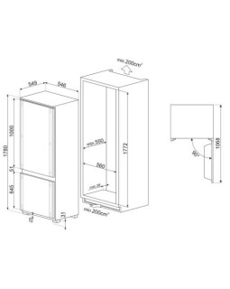 Külmik smeg, integreeritav, 178 cm, 186/62 l, 35 db, puutetundlik, total nofrost, valge-foto6