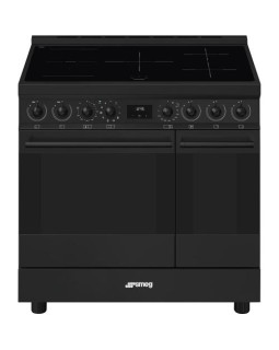 Elektripliit smeg classic, 90 cm, 5 x induktsioon, 2x elektriahi, pürolüüspuhastus, matt must