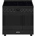 Elektripliit smeg classic, 90 cm, 5 x induktsioon, 2x elektriahi, pürolüüspuhastus, matt must