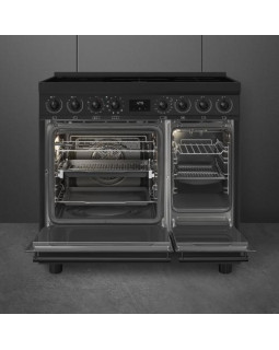Elektripliit smeg classic, 90 cm, 5 x induktsioon, 2x elektriahi, pürolüüspuhastus, matt must-foto2