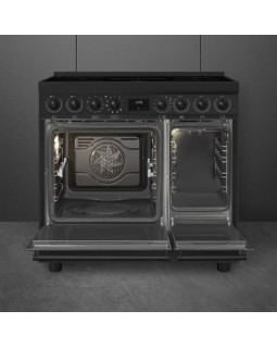 Elektripliit smeg classic, 90 cm, 5 x induktsioon, 2x elektriahi, pürolüüspuhastus, matt must-foto3