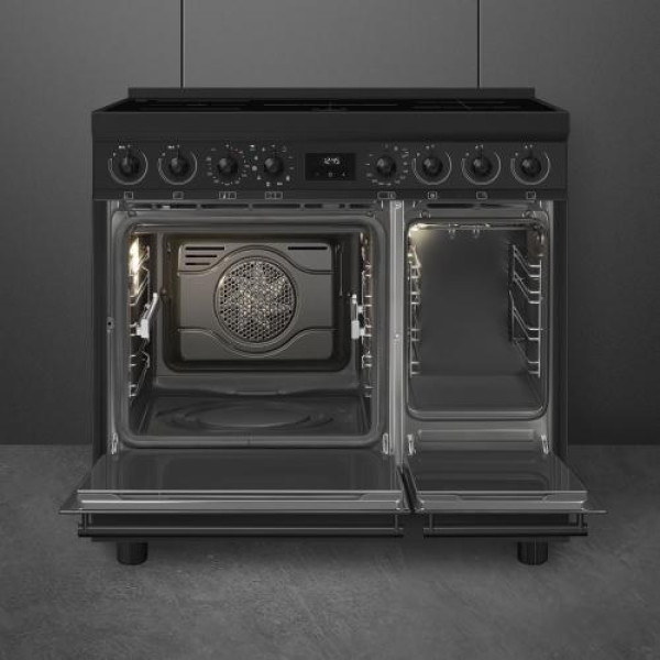 Elektripliit smeg classic, 90 cm, 5 x induktsioon, 2x elektriahi, pürolüüspuhastus, matt must Elektripliit smeg classic, 90 cm, 5 x induktsioon, 2x elektriahi, pürolüüspuhastus, matt must