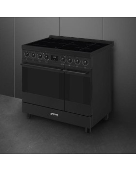Elektripliit smeg classic, 90 cm, 5 x induktsioon, 2x elektriahi, pürolüüspuhastus, matt must-foto4