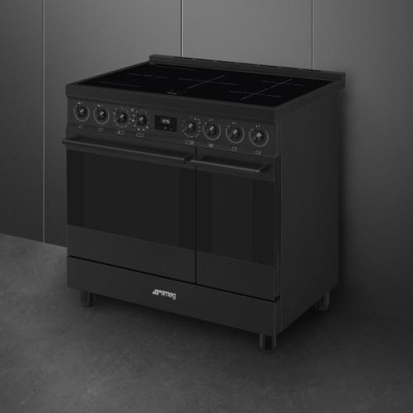 Elektripliit smeg classic, 90 cm, 5 x induktsioon, 2x elektriahi, pürolüüspuhastus, matt must Elektripliit smeg classic, 90 cm, 5 x induktsioon, 2x elektriahi, pürolüüspuhastus, matt must