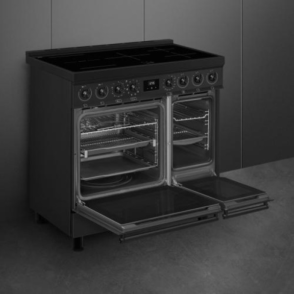 Elektripliit smeg classic, 90 cm, 5 x induktsioon, 2x elektriahi, pürolüüspuhastus, matt must Elektripliit smeg classic, 90 cm, 5 x induktsioon, 2x elektriahi, pürolüüspuhastus, matt must