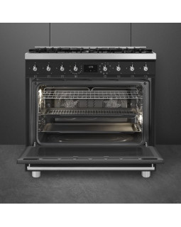 Gaasipliit smeg classic, elektriahi, aurupuhastus, 90 cm, matt must-foto2