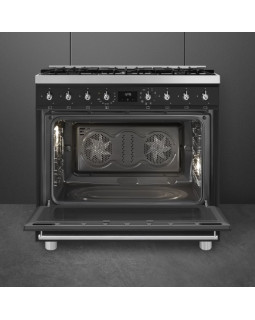 Gaasipliit smeg classic, elektriahi, aurupuhastus, 90 cm, matt must-foto3