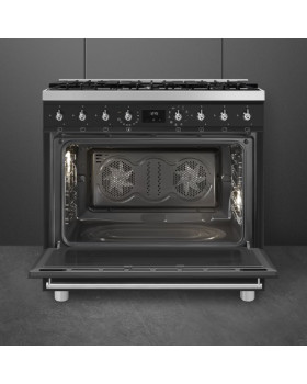 Gaasipliit smeg classic, elektriahi, aurupuhastus, 90 cm, matt must-foto3