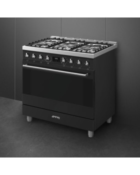 Gaasipliit smeg classic, elektriahi, aurupuhastus, 90 cm, matt must-foto4