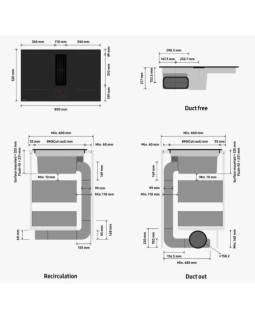 Õhupuhastiga pliidiplaat samsung, 80 cm, 720 m3/h, 68db, flex keeduala, lõigatud servad, matt must-foto4