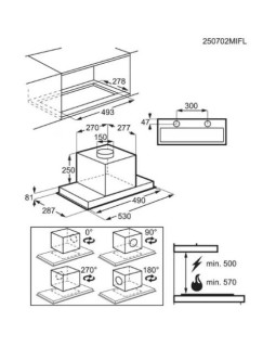 Õhupuhastaja electrolux, integreeritav, 53 cm, hob2hood, 600 m3/h, 66 db, valge-foto2