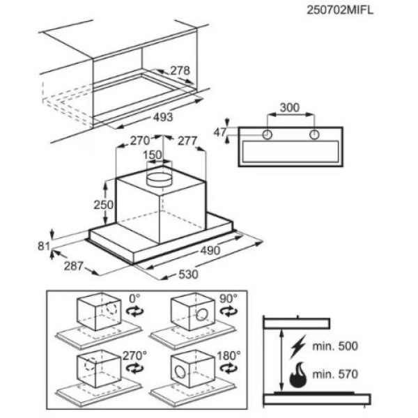 Õhupuhastaja electrolux, integreeritav, 53 cm, hob2hood, 600 m3/h, 66 db, valge Õhupuhastaja electrolux, integreeritav, 53 cm, hob2hood, 600 m3/h, 66 db, valge