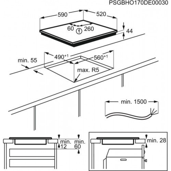 Pliidiplaat electrolux, 4 x induktsioon, 60 cm, hob2hood, must, faasitud esiserv Kodumasinad