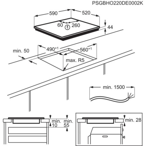 Pliidiplaat electrolux, 4 x induktsioon, 60 cm, faasitud esiserv, must Kodumasinad