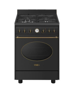 Gaasipliit smeg colonial, 4 x gaas, elektriahi, aurupuhastus, 60 cm, antratsiit