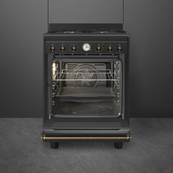 Gaasipliit smeg colonial, 4 x gaas, elektriahi, aurupuhastus, 60 cm, antratsiit