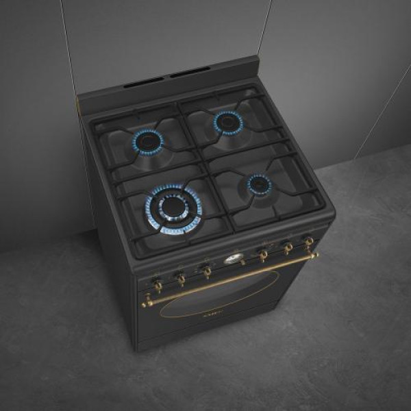 Gaasipliit smeg colonial, 4 x gaas, elektriahi, aurupuhastus, 60 cm, antratsiit