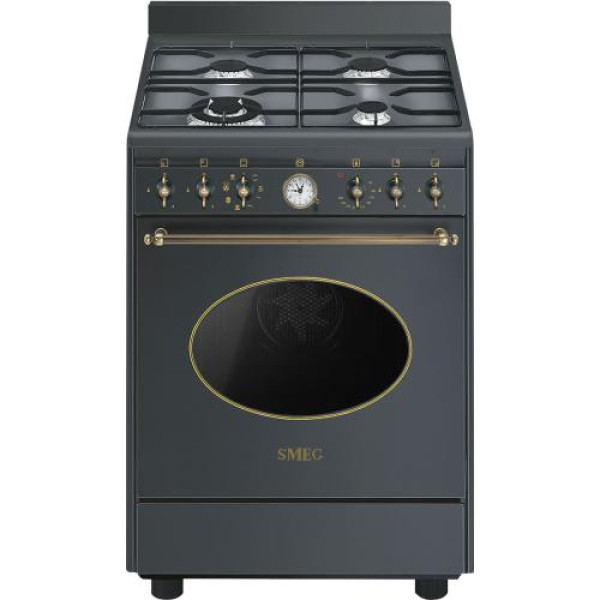 Gaasipliit smeg colonial, 4 x gaas, elektriahi, aurupuhastus, 60 cm, antratsiit