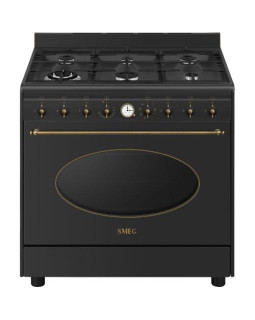 Gaasipliit smeg colonial, 6 x gaas, elektriahi, aurupuhastus, 90 cm, antratsiit/antiikne messing